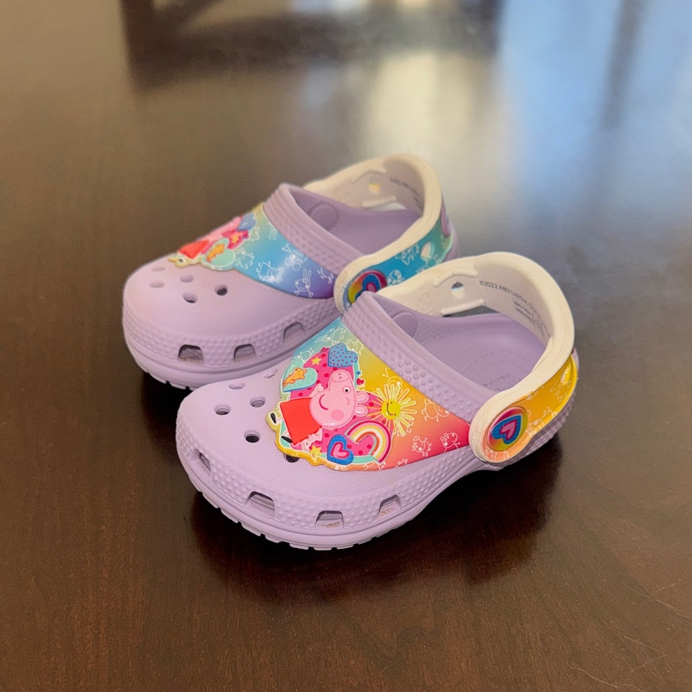 CROCS Kids Lavender Sandals with Fun Cartoon Accents